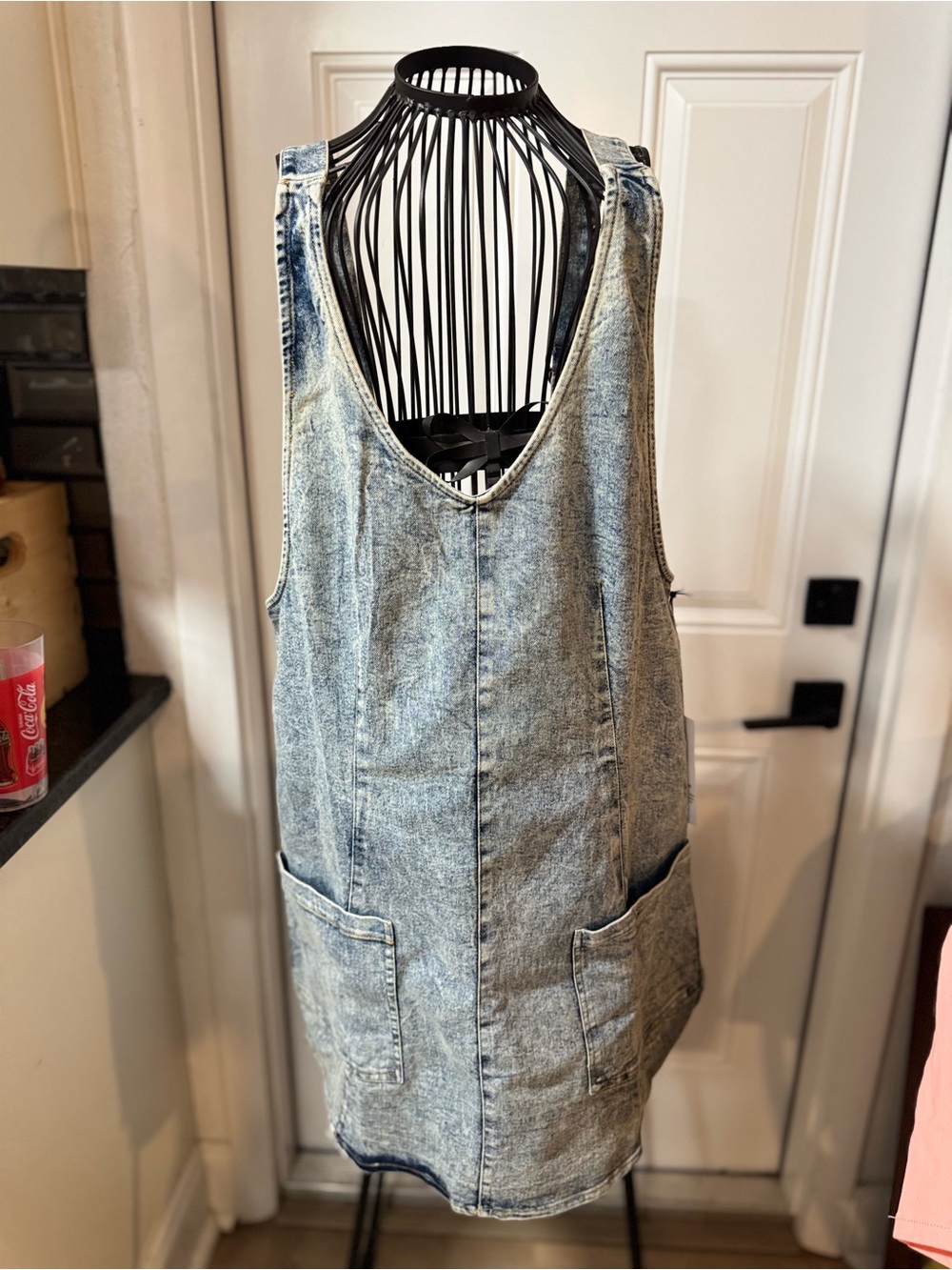 Light Wash Denim Pocket Pinafore Dress - Women